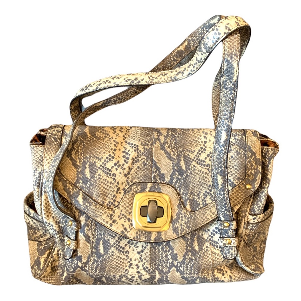 EUC B. Makowsky Snakeskin Leather Satchel Handbag